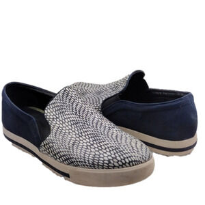 Klubo Nico Blue Leather Pastizal Upper Almond Toe Slip On Platform Sneaker